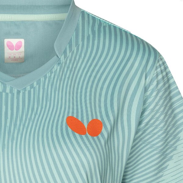 Butterfly Kariya Lady Shirt - Sky-Grey - Front - Close-Up
